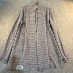 Honey Punch Womens Mauve Open Front Cardigan Sweater Mixed Stitch Medium